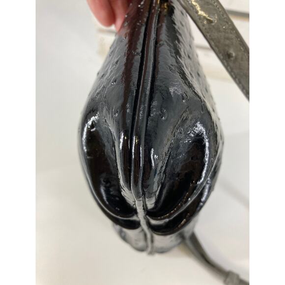 MARC JACOBS SMALL BLACK, GRAY EMBOSSED OSTRICH CROSSBODY BAG - Picture 10 of 12